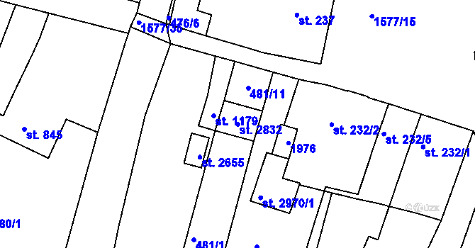 Parcela st. 2832 v KÚ Litovel, Katastrální mapa
