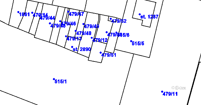 Parcela st. 479/51 v KÚ Litovel, Katastrální mapa