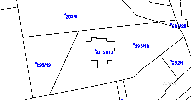 Parcela st. 2843 v KÚ Litovel, Katastrální mapa