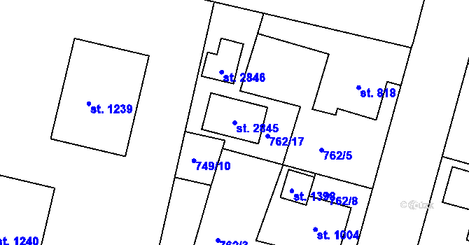 Parcela st. 2845 v KÚ Litovel, Katastrální mapa