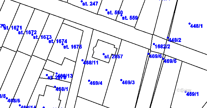 Parcela st. 2857 v KÚ Litovel, Katastrální mapa