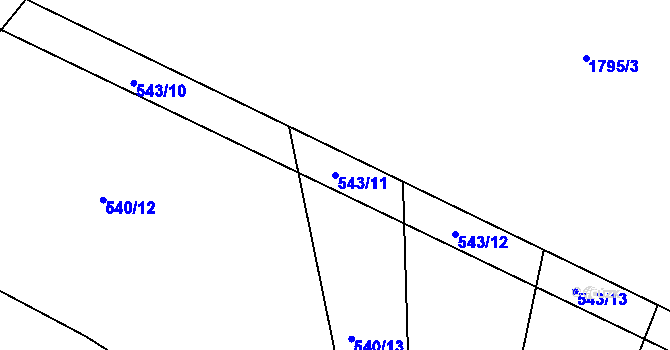 Parcela st. 543/11 v KÚ Litovel, Katastrální mapa