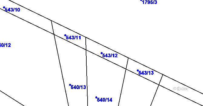 Parcela st. 543/12 v KÚ Litovel, Katastrální mapa