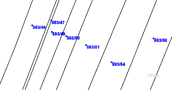 Parcela st. 593/51 v KÚ Litovel, Katastrální mapa
