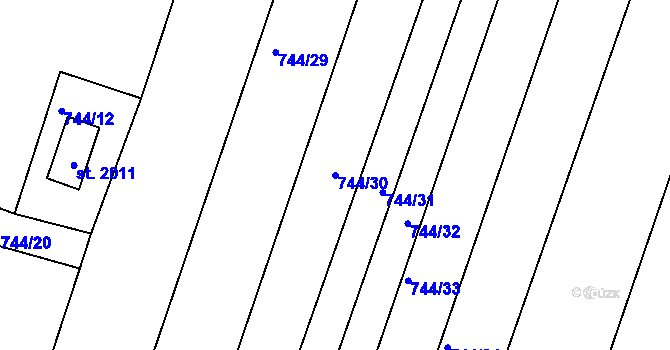 Parcela st. 744/30 v KÚ Litovel, Katastrální mapa