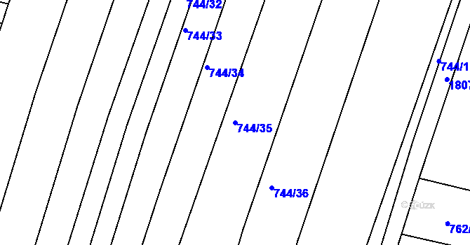 Parcela st. 744/35 v KÚ Litovel, Katastrální mapa