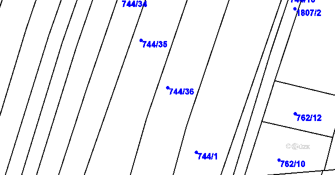 Parcela st. 744/36 v KÚ Litovel, Katastrální mapa
