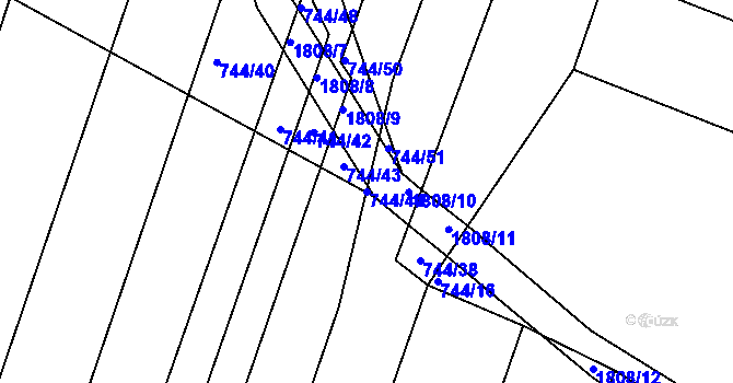 Parcela st. 744/44 v KÚ Litovel, Katastrální mapa