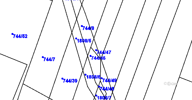 Parcela st. 744/47 v KÚ Litovel, Katastrální mapa