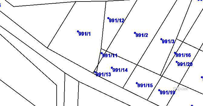 Parcela st. 991/11 v KÚ Litovel, Katastrální mapa