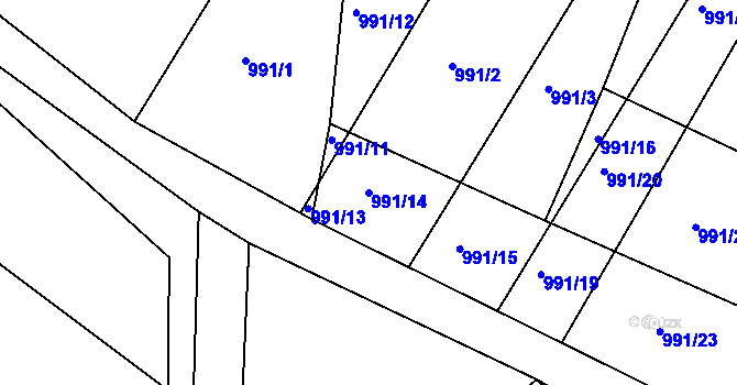 Parcela st. 991/14 v KÚ Litovel, Katastrální mapa