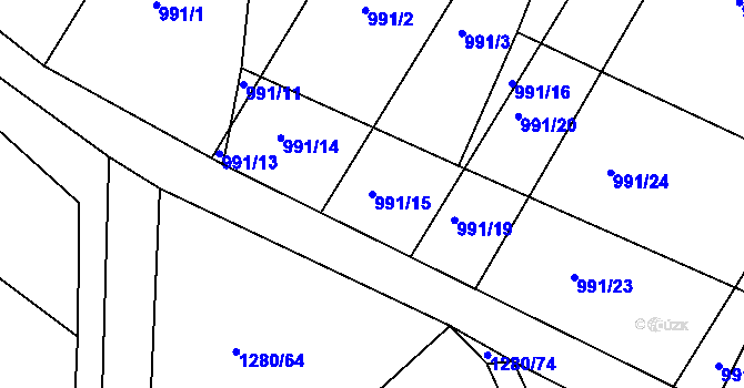 Parcela st. 991/15 v KÚ Litovel, Katastrální mapa