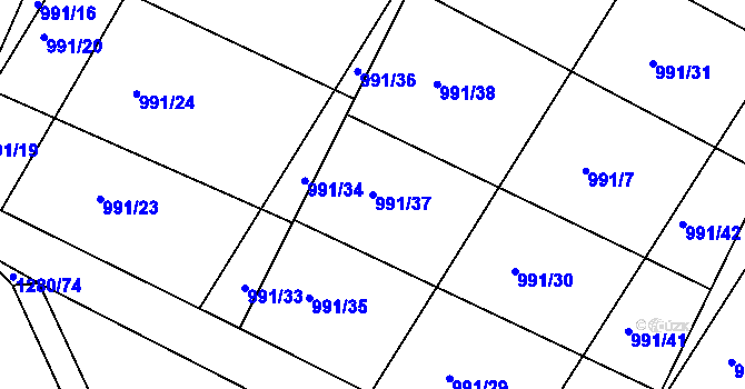 Parcela st. 991/37 v KÚ Litovel, Katastrální mapa
