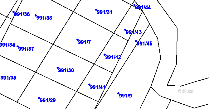 Parcela st. 991/42 v KÚ Litovel, Katastrální mapa