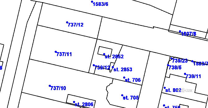 Parcela st. 2852 v KÚ Litovel, Katastrální mapa