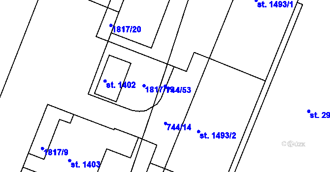 Parcela st. 744/53 v KÚ Litovel, Katastrální mapa