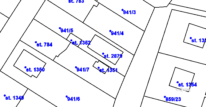 Parcela st. 2879 v KÚ Litovel, Katastrální mapa