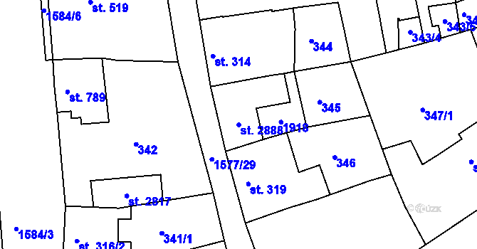 Parcela st. 2888 v KÚ Litovel, Katastrální mapa