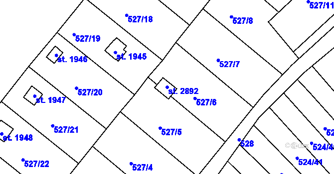 Parcela st. 2892 v KÚ Litovel, Katastrální mapa