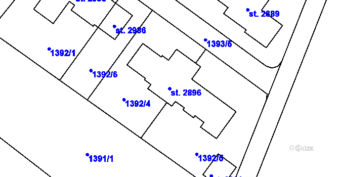 Parcela st. 2896 v KÚ Litovel, Katastrální mapa