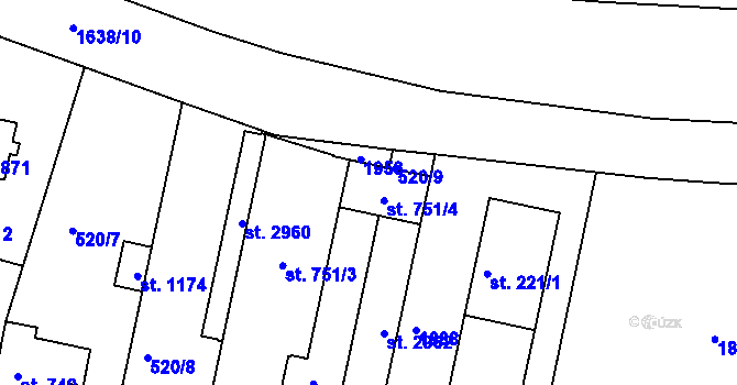 Parcela st. 751/4 v KÚ Litovel, Katastrální mapa