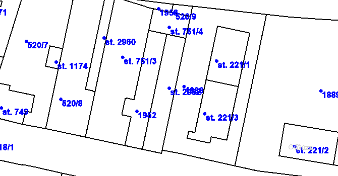 Parcela st. 2962 v KÚ Litovel, Katastrální mapa