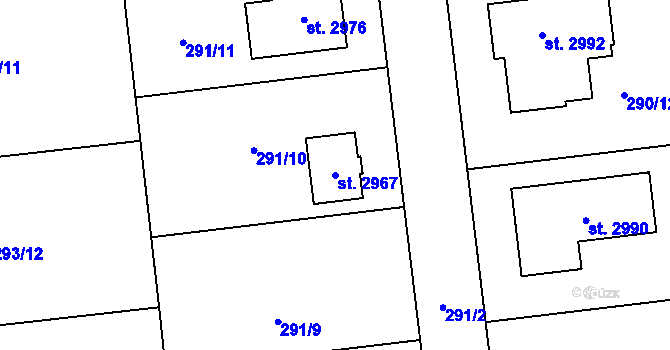Parcela st. 2967 v KÚ Litovel, Katastrální mapa