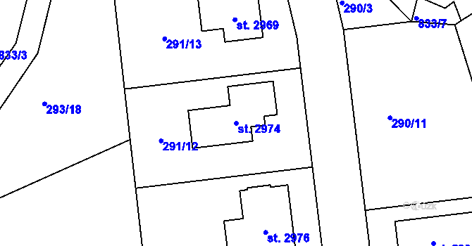 Parcela st. 2974 v KÚ Litovel, Katastrální mapa