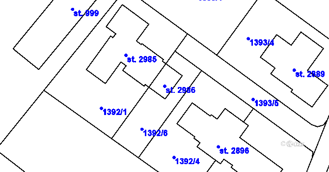 Parcela st. 2986 v KÚ Litovel, Katastrální mapa