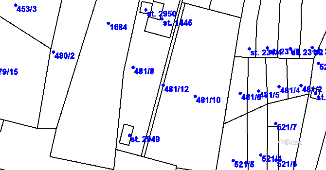 Parcela st. 481/12 v KÚ Litovel, Katastrální mapa