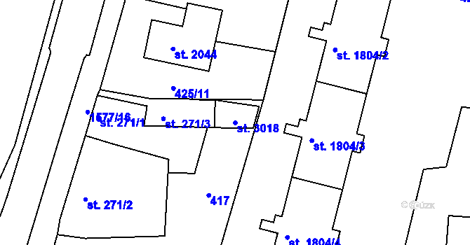 Parcela st. 3018 v KÚ Litovel, Katastrální mapa