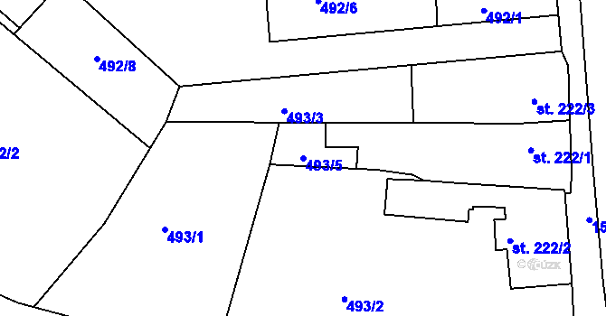 Parcela st. 493/5 v KÚ Litovel, Katastrální mapa