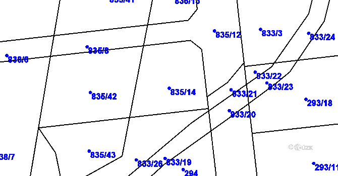Parcela st. 835/14 v KÚ Litovel, Katastrální mapa