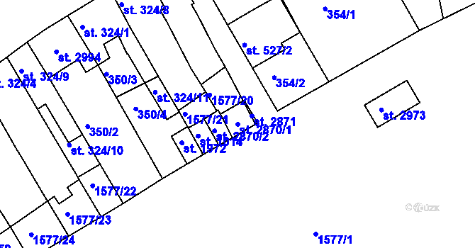 Parcela st. 2870/1 v KÚ Litovel, Katastrální mapa