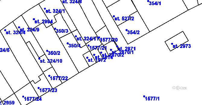 Parcela st. 2870/2 v KÚ Litovel, Katastrální mapa