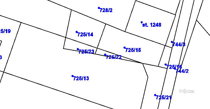 Parcela st. 725/22 v KÚ Litovel, Katastrální mapa