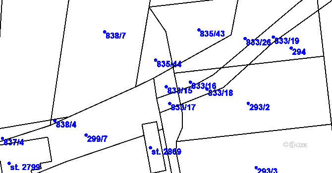 Parcela st. 833/15 v KÚ Litovel, Katastrální mapa
