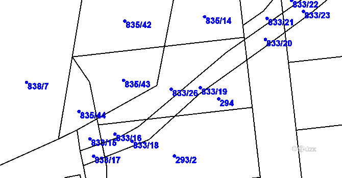 Parcela st. 833/26 v KÚ Litovel, Katastrální mapa