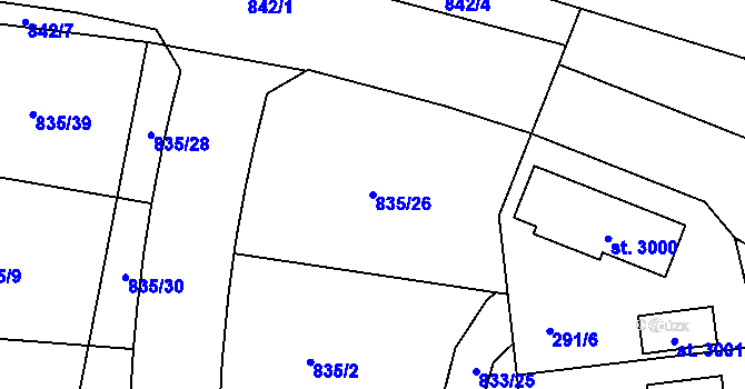 Parcela st. 835/26 v KÚ Litovel, Katastrální mapa