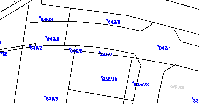 Parcela st. 842/7 v KÚ Litovel, Katastrální mapa