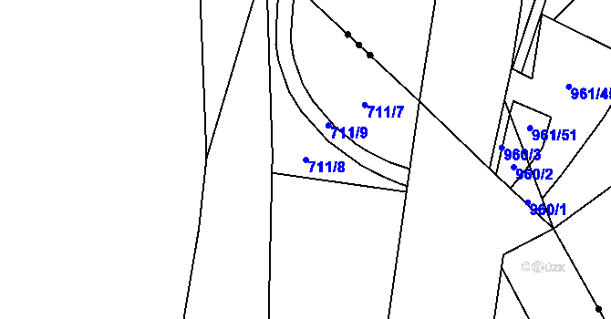 Parcela st. 711/8 v KÚ Litovel, Katastrální mapa