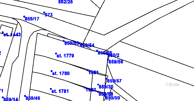 Parcela st. 859/55 v KÚ Litovel, Katastrální mapa
