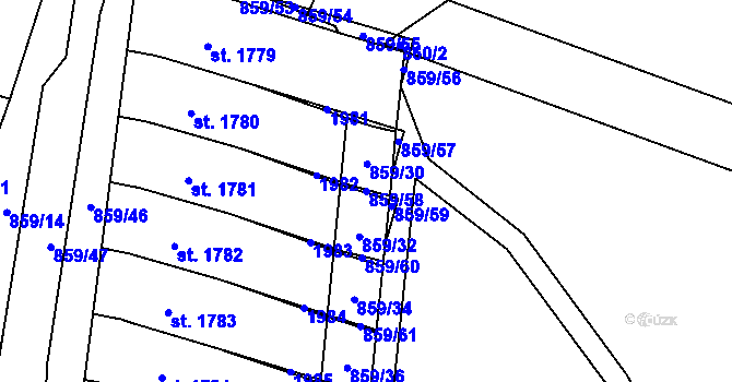 Parcela st. 859/58 v KÚ Litovel, Katastrální mapa