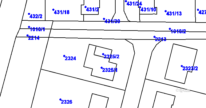 Parcela st. 2325/2 v KÚ Litultovice, Katastrální mapa
