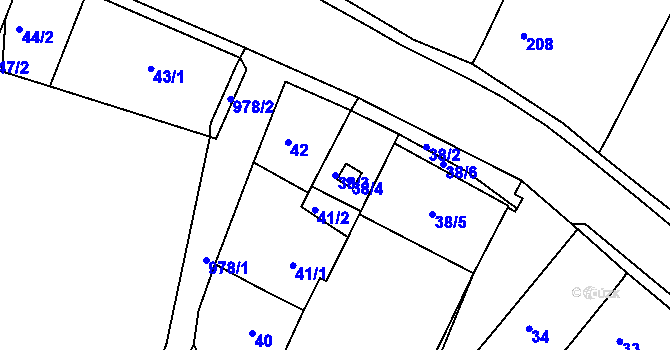 Parcela st. 38/3 v KÚ Litultovice, Katastrální mapa