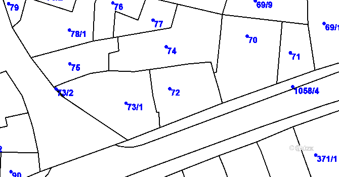 Parcela st. 72 v KÚ Litultovice, Katastrální mapa