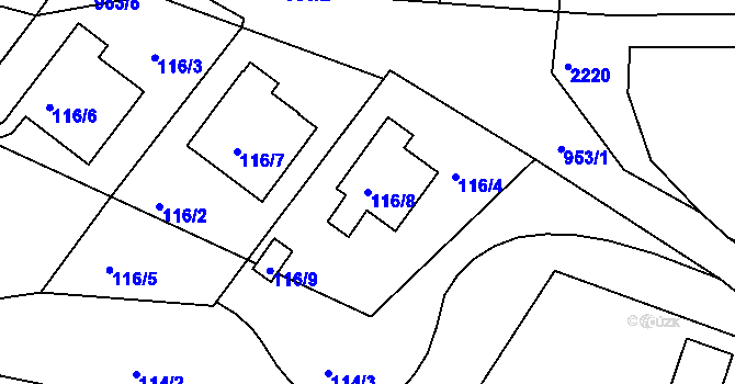 Parcela st. 116/8 v KÚ Litultovice, Katastrální mapa