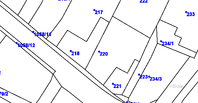 Parcela st. 220 v KÚ Litultovice, Katastrální mapa