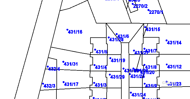 Parcela st. 431/5 v KÚ Litultovice, Katastrální mapa
