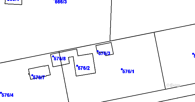 Parcela st. 576/3 v KÚ Litultovice, Katastrální mapa